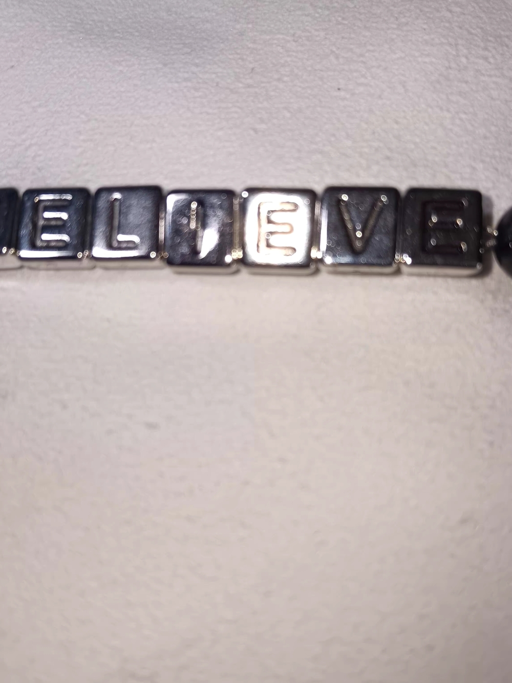 Silver 'BELIEVE' Letter Bead Bracelet